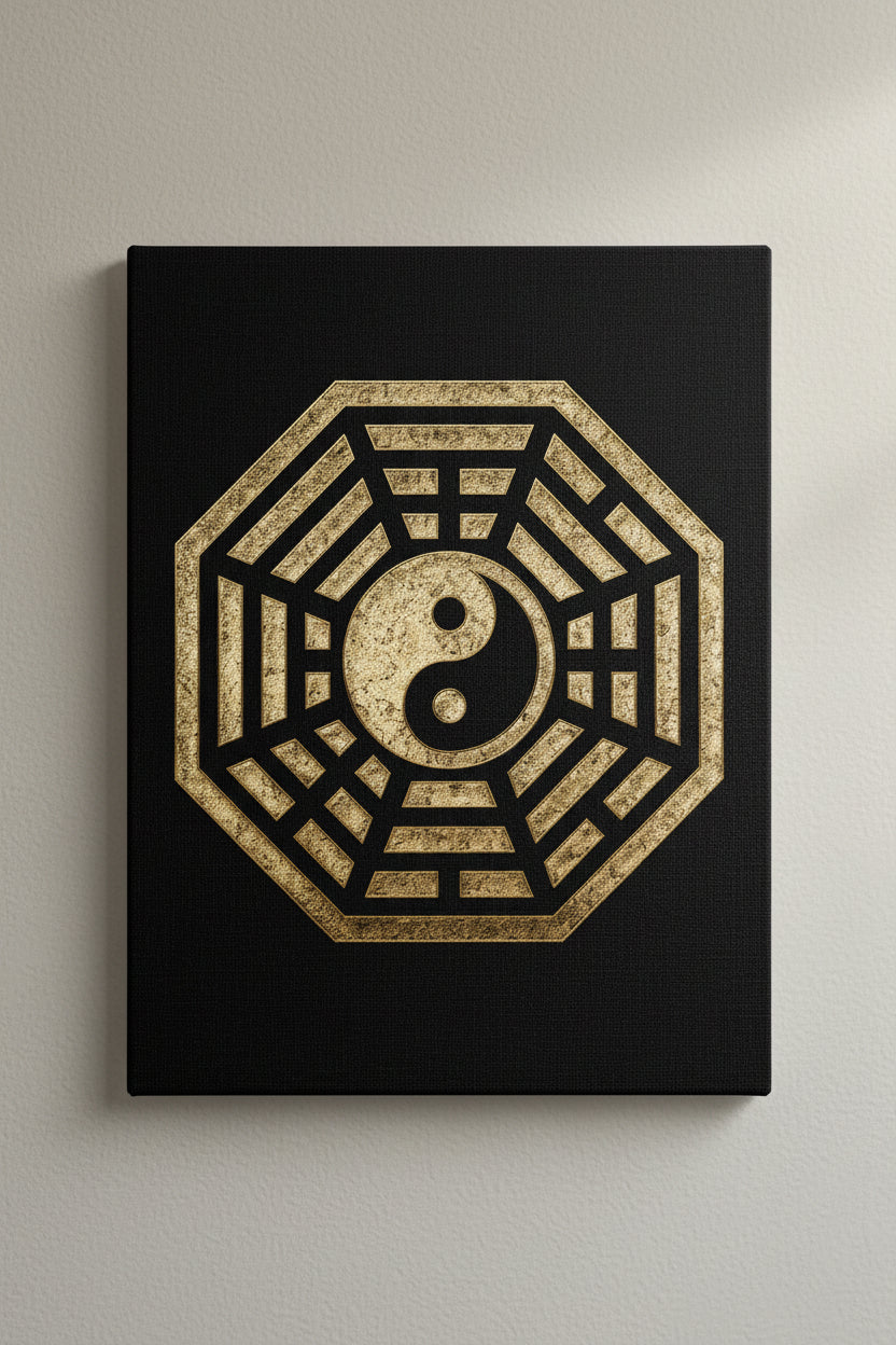 pakua bagua yinyang spirituality black gold RELIGIOUS BLACK AND GOLD