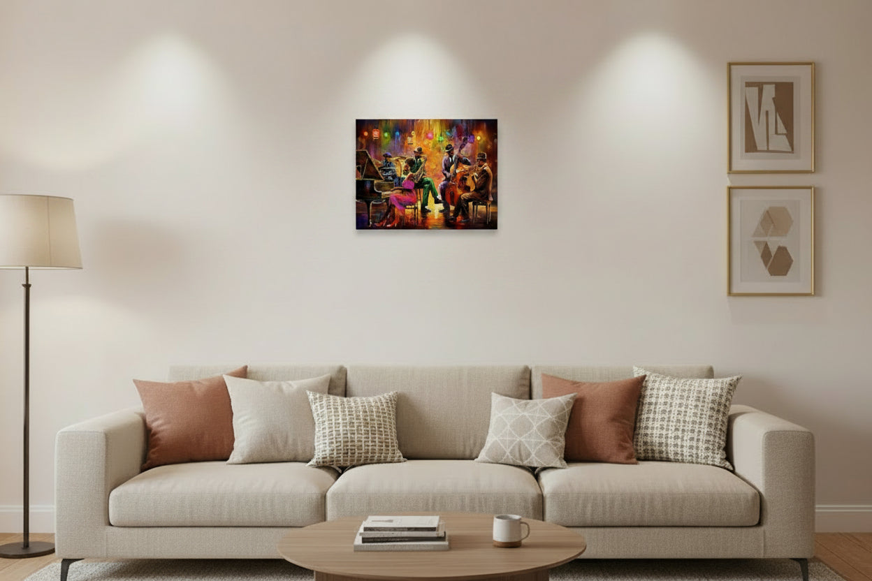 Jazz Lounge Wall Art 20" x 16"  Varnished Canvas Print