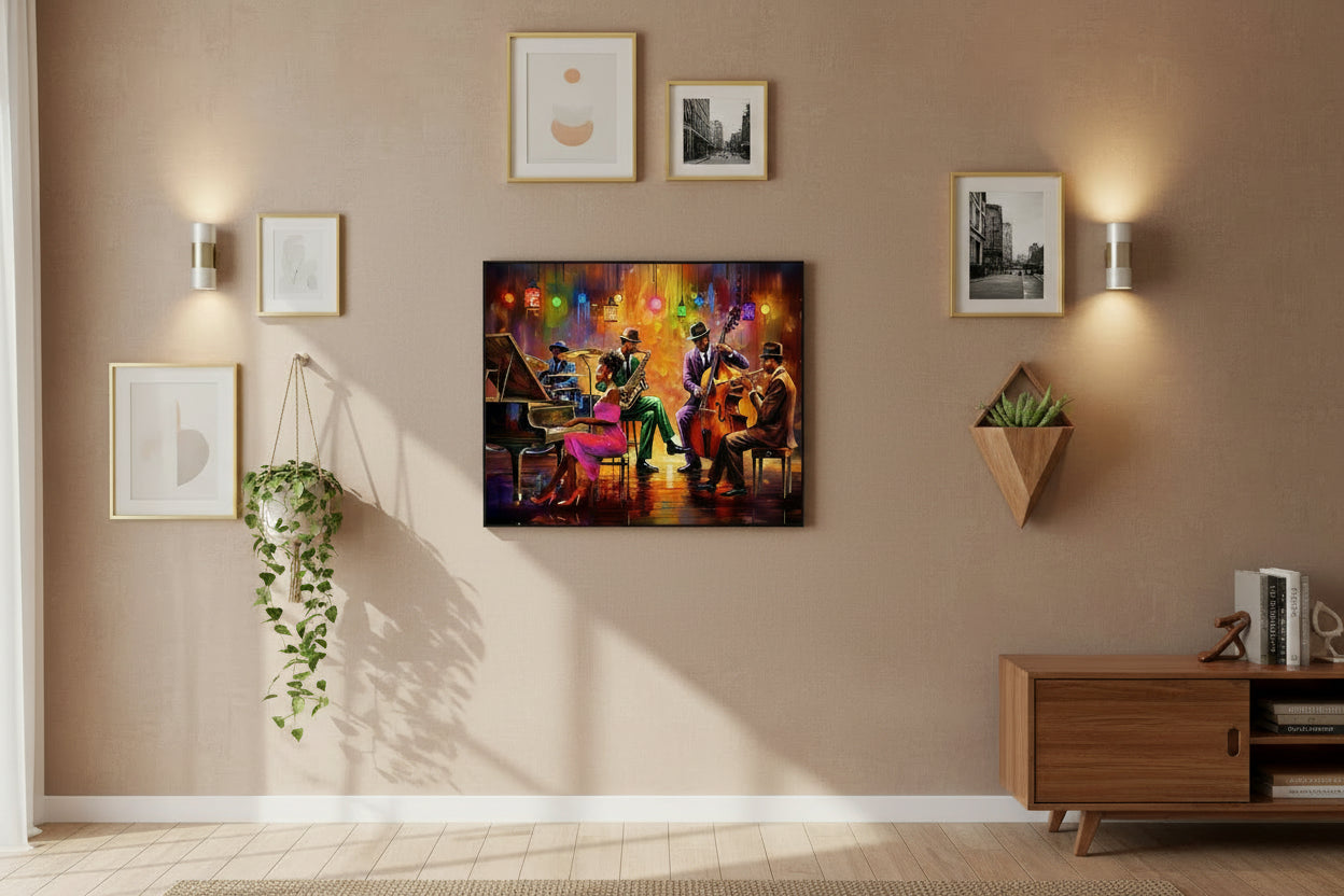 Jazz Lounge Wall Art 20" x 16"  Varnished Canvas Print