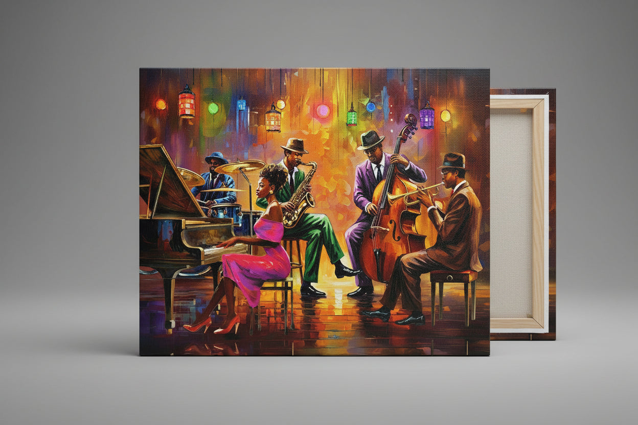 Jazz Lounge Wall Art 20" x 16"  Varnished Canvas Print