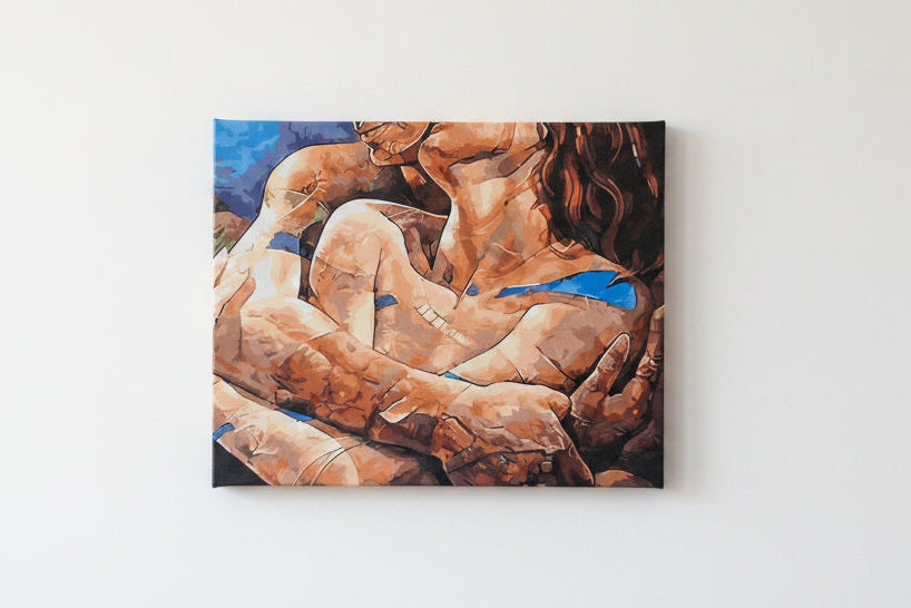 Intimate lovers embrace 16inx20in canvas print