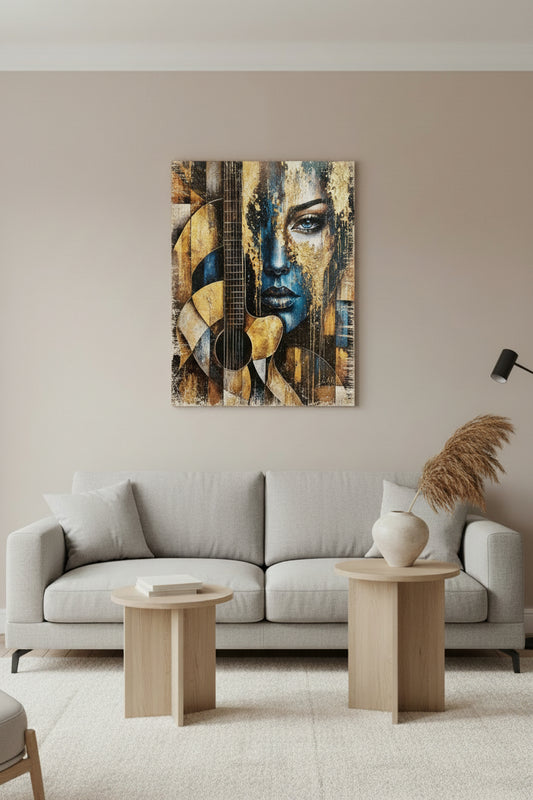 Royal Blue Lady on 16" x 20" Varnished Canvas