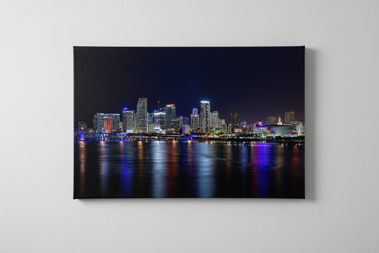 Miami Waterfront Wall Art 36in x 24in Canvas Print