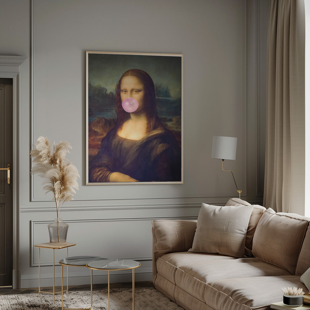 Wall art Mona Lisa Bubble Gum Canvas Print 36 " x 48 "