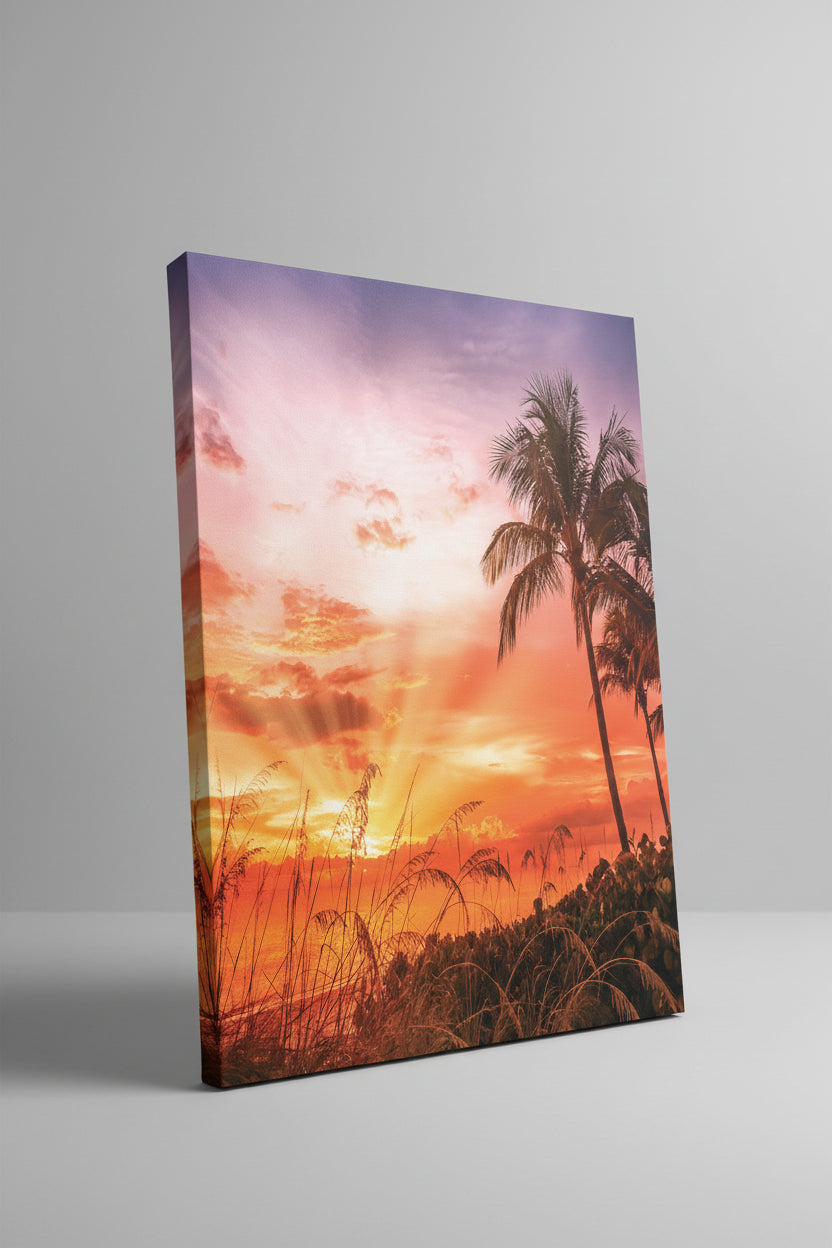 Tropical Sunset 16" x 20" Varnished Canvas Print