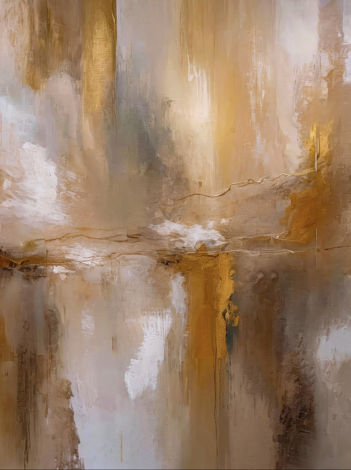 Gold & White Abstract II | Abstract Canvas Print | Luxury Gold Wall Art