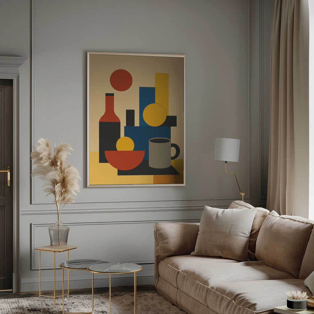 Wall art Geometric Still Life with Bottle 02