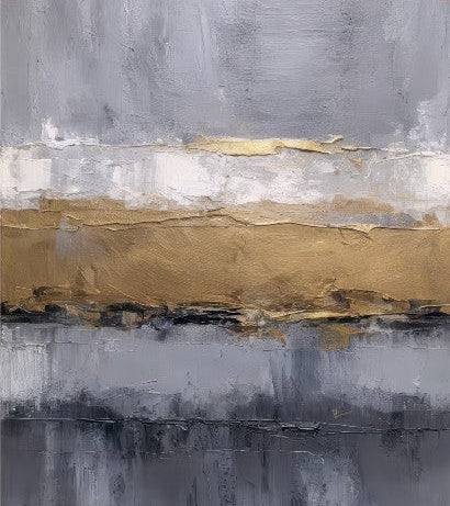 Golden Gray Abstract II 16"x 20" Varnish Canvas Print