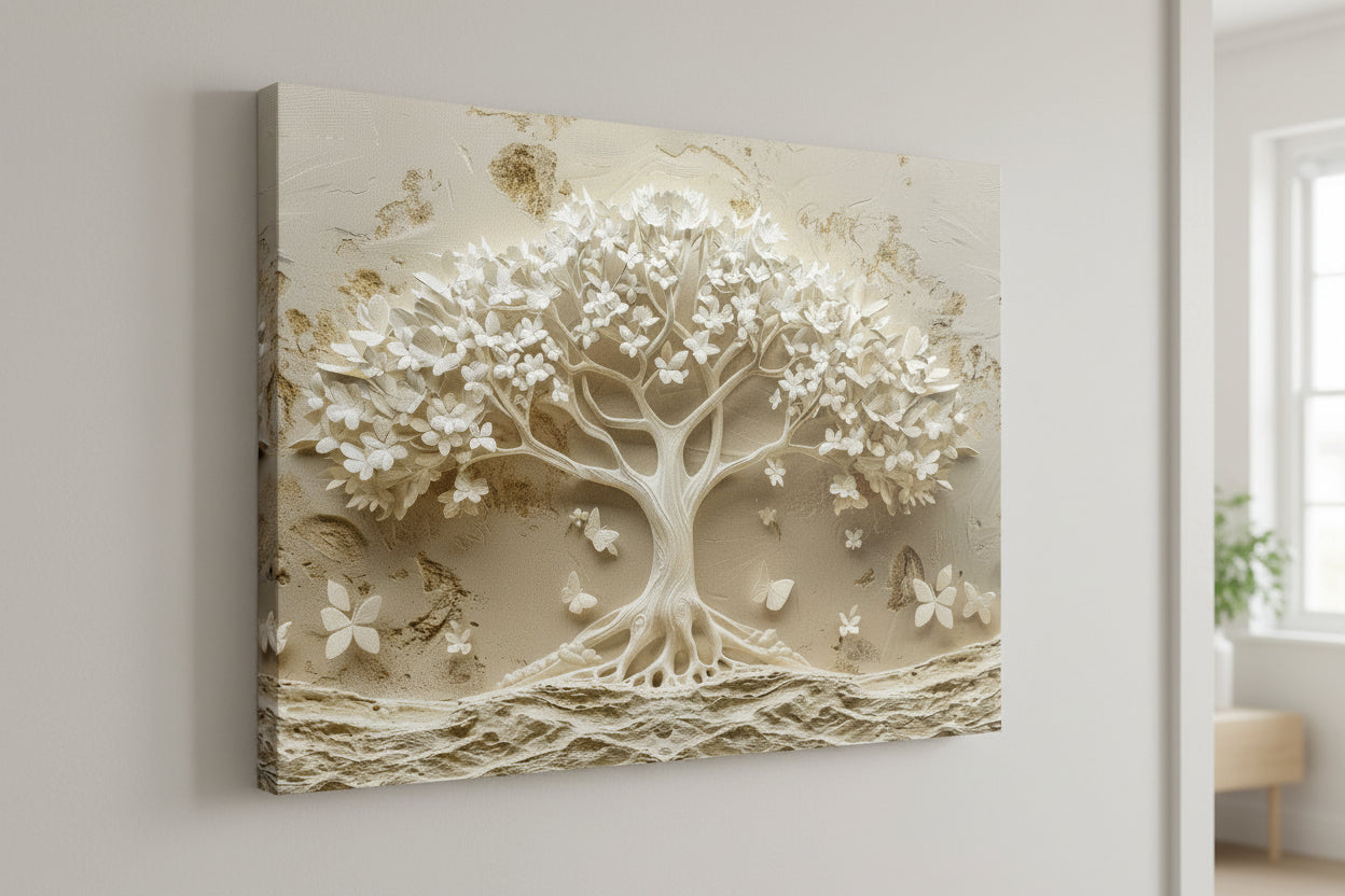 White Tree Wall Art 36" x 24" Varnished Canvas Print