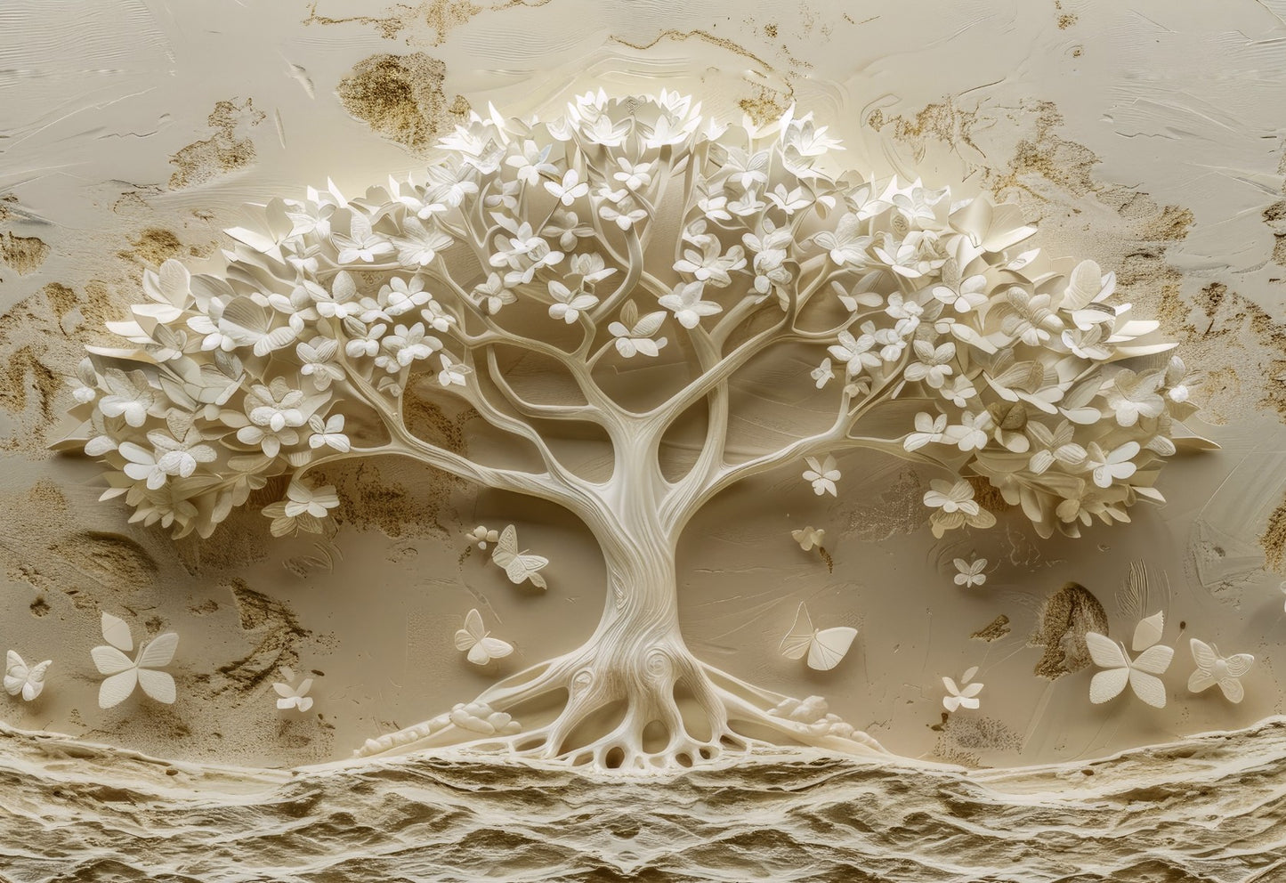 White Tree Wall Art 36" x 24" Varnished Canvas Print