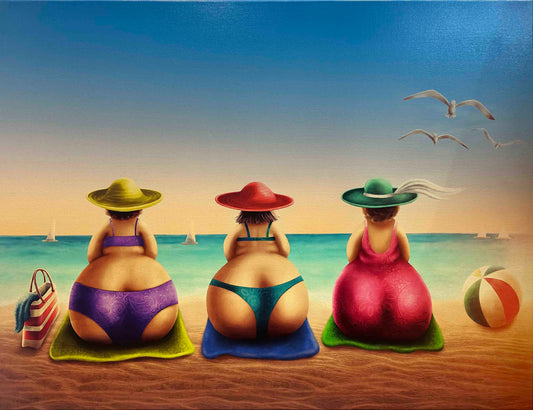 Curve Ladies at Beach 40 x 30 Fine art Varnished