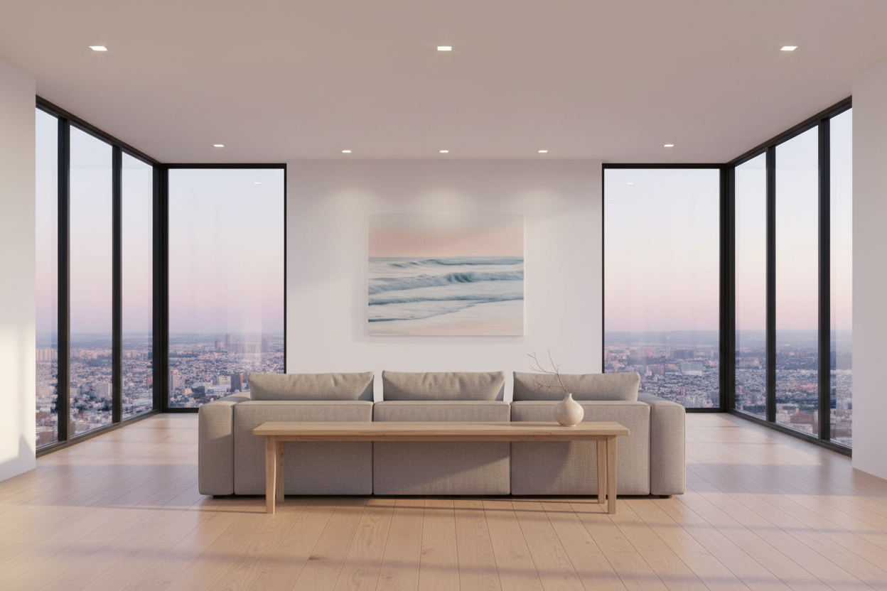 Pink Ocean Dawn 40in x 30in Canvas Print