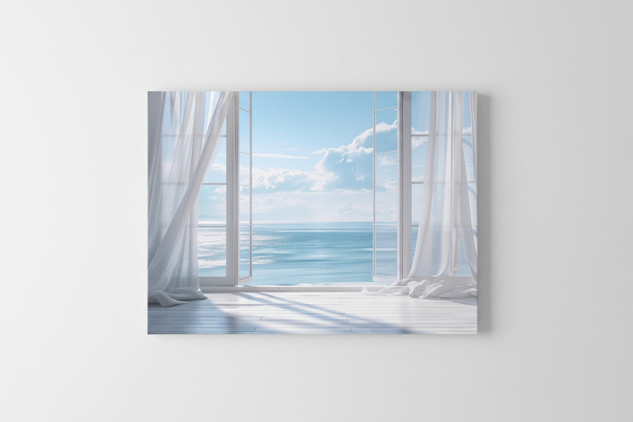 Seaside Serenity 46 " x 36 " Varnished Canvas Print