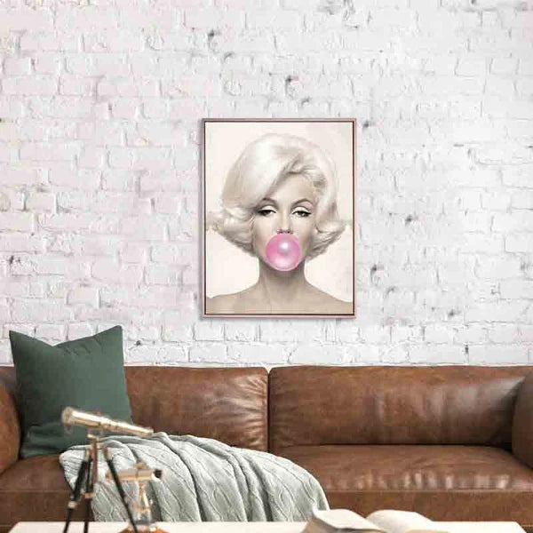 "Marilyn in Pink" in Rose Gold Floating Frame 42"x 63" Wall art decor