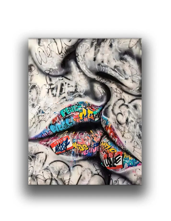Hello Love Graffiti Wall Art 16in x 20in Varnished Canvas