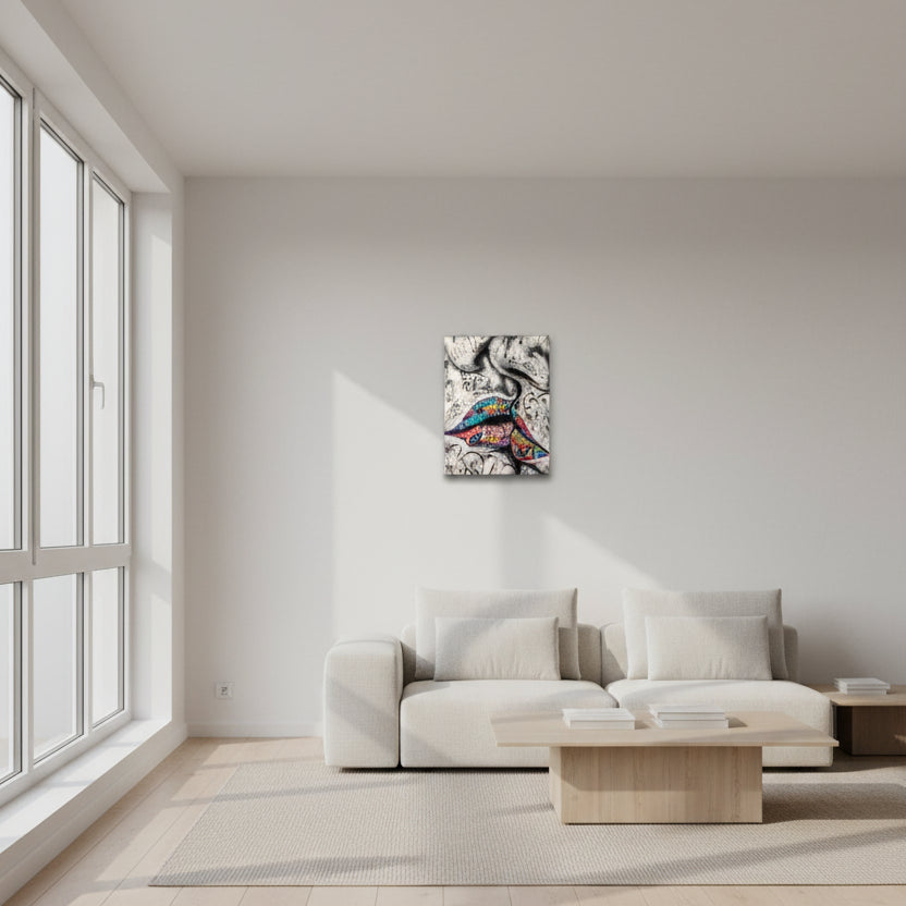 Hello Love Graffiti Wall Art 16in x 20in Varnished Canvas