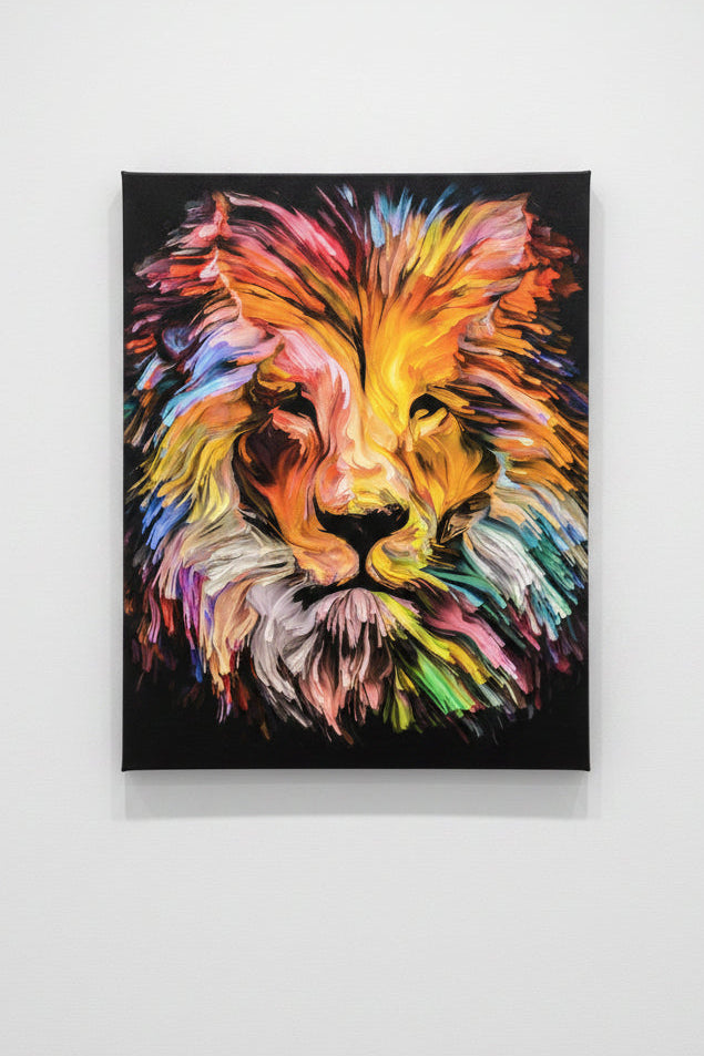 Neon Lion Wall Art 36in x 48in Canvas Print