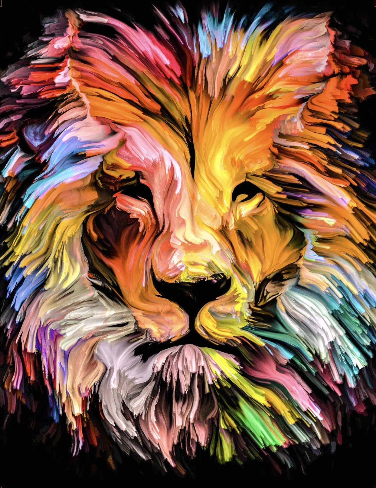 Neon Lion Wall Art 36in x 48in Canvas Print