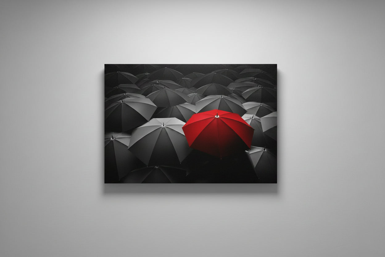 Stand Out Umbrella Print 46inx35in Glitter Varnish Canvas Print