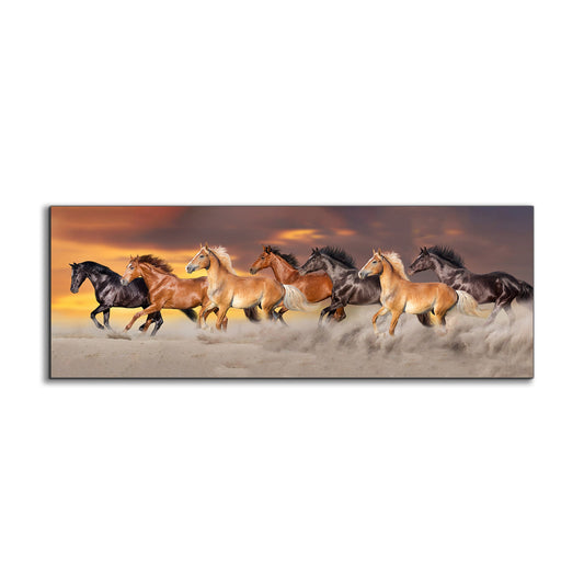 Lucky 7 Horses Wildlife 72" x 24" Canvas wall art