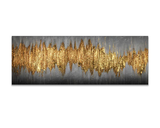 Gold Flame Abstract Artwork 72" X 24" Canvas Wall Fine Art Varnish Ready to be Hang