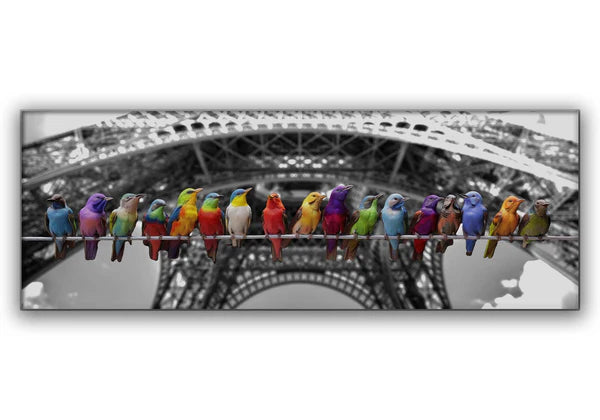 Bird on a Wire Varnished Fine Art 48"x 16" Canvas Print