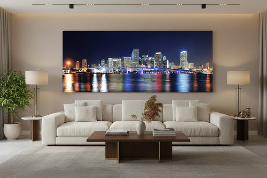 Miami Waterfront Wall Art 36in x 24in Canvas Print