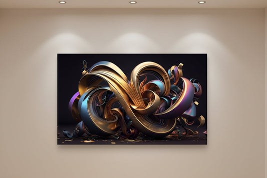 Purple & Gold Abstraction 72in x 36in Gallery Wrapped Print