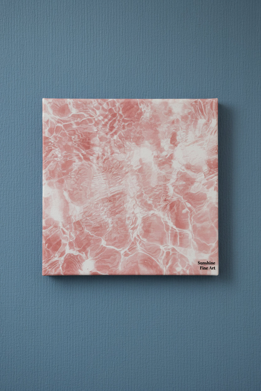 Pink Clear Waters 8"x 8" Varnished Canvas Print