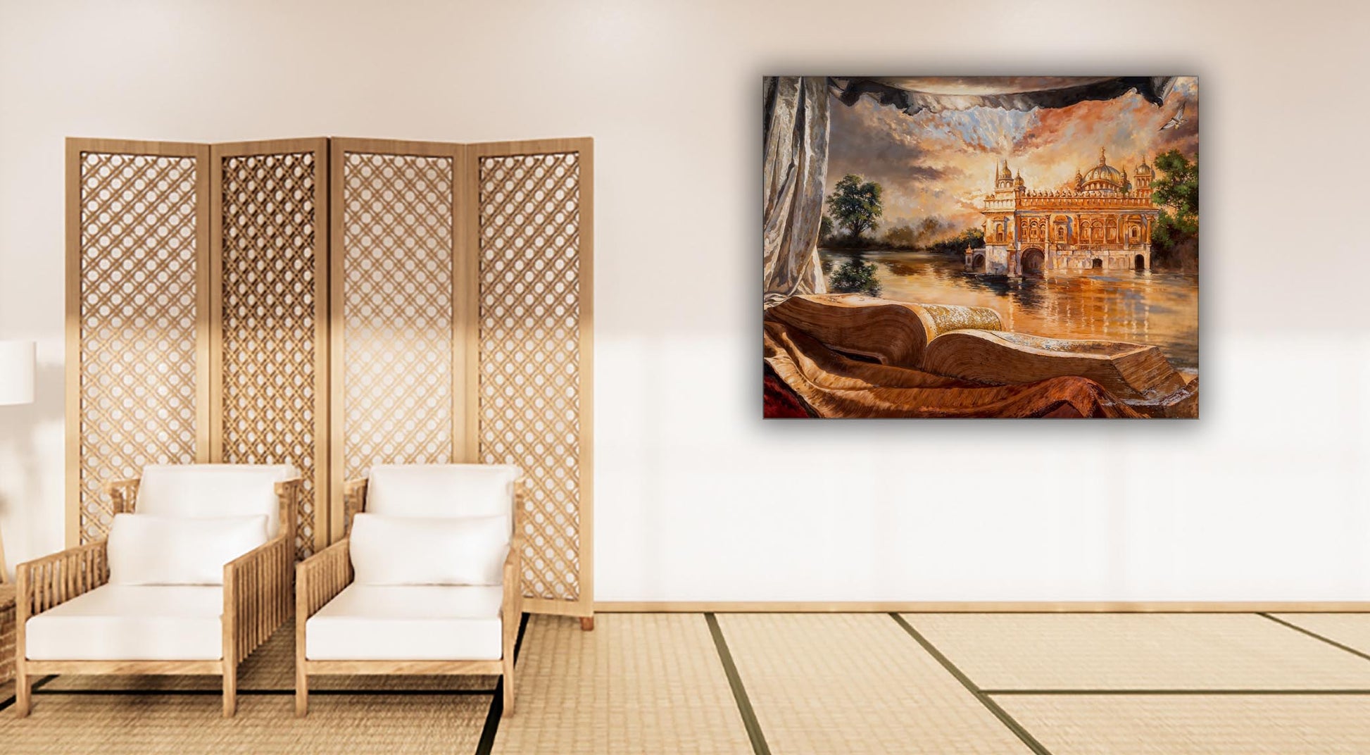 Ancient Golden temple wall Decor without frame