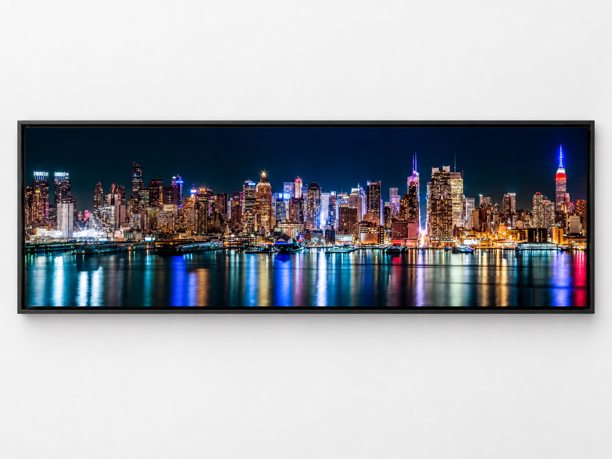 New York City Glitter Finish Canvas Print | Panoramic NYC Skyline Wall Art