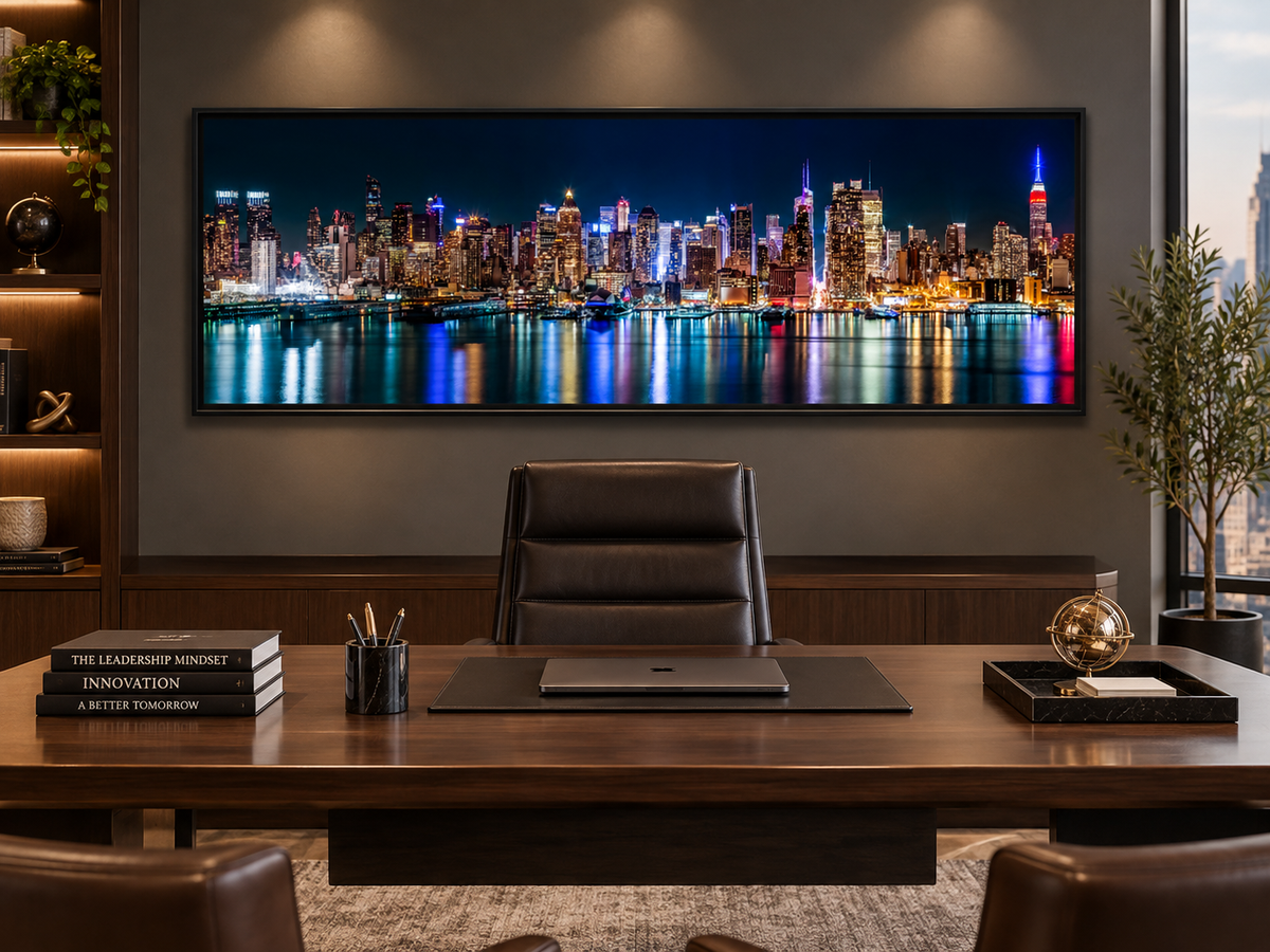 New York City Glitter Finish Canvas Print | Panoramic NYC Skyline Wall Art