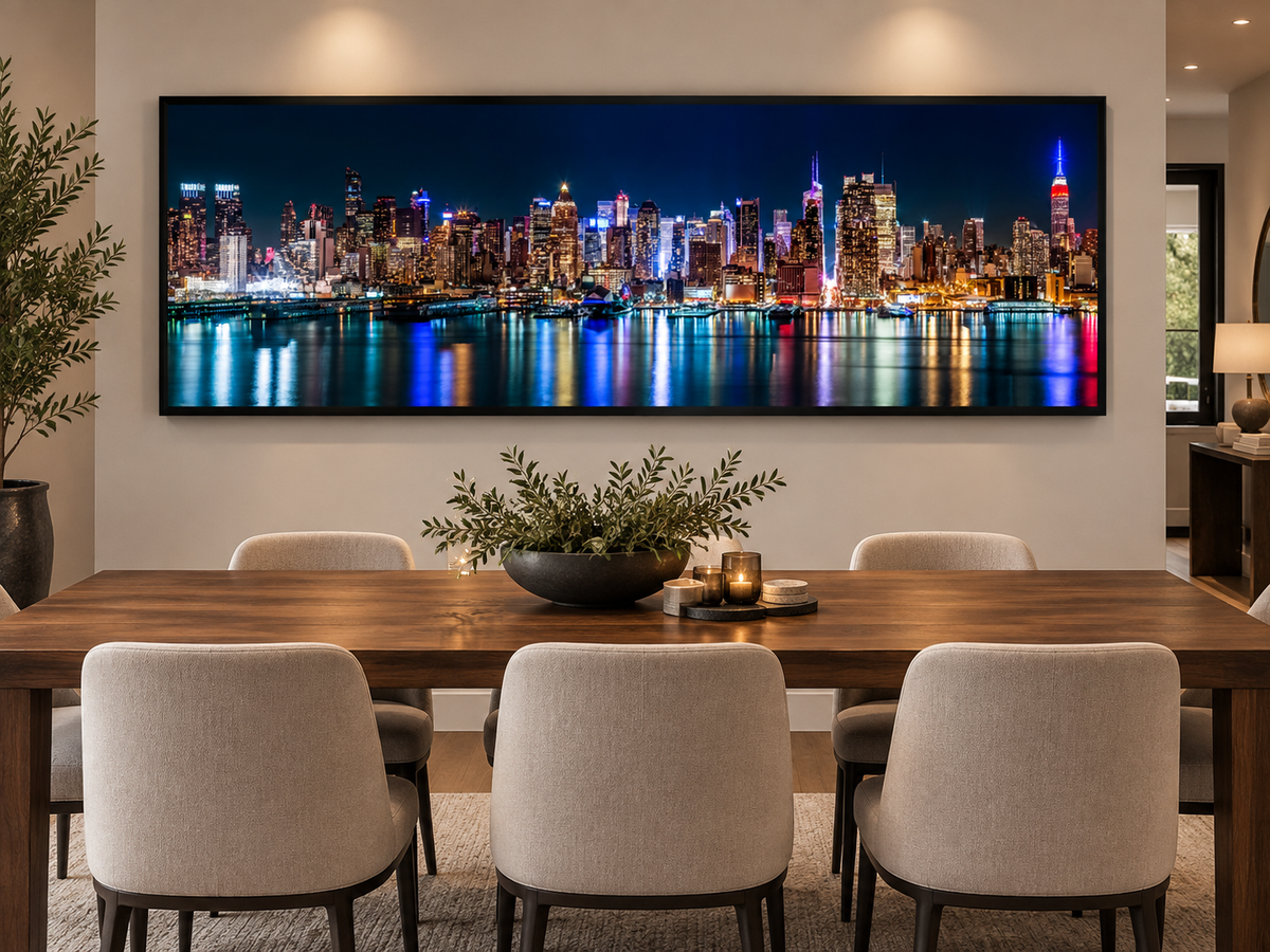 New York City Glitter Finish Canvas Print | Panoramic NYC Skyline Wall Art