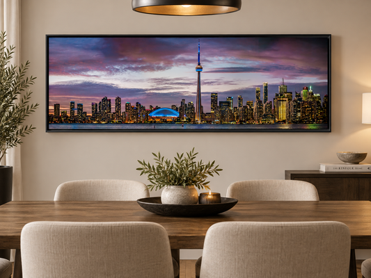 Toronto Skyline Canvas Print | CN Tower & Rogers Centre Panoramic Wall Art
