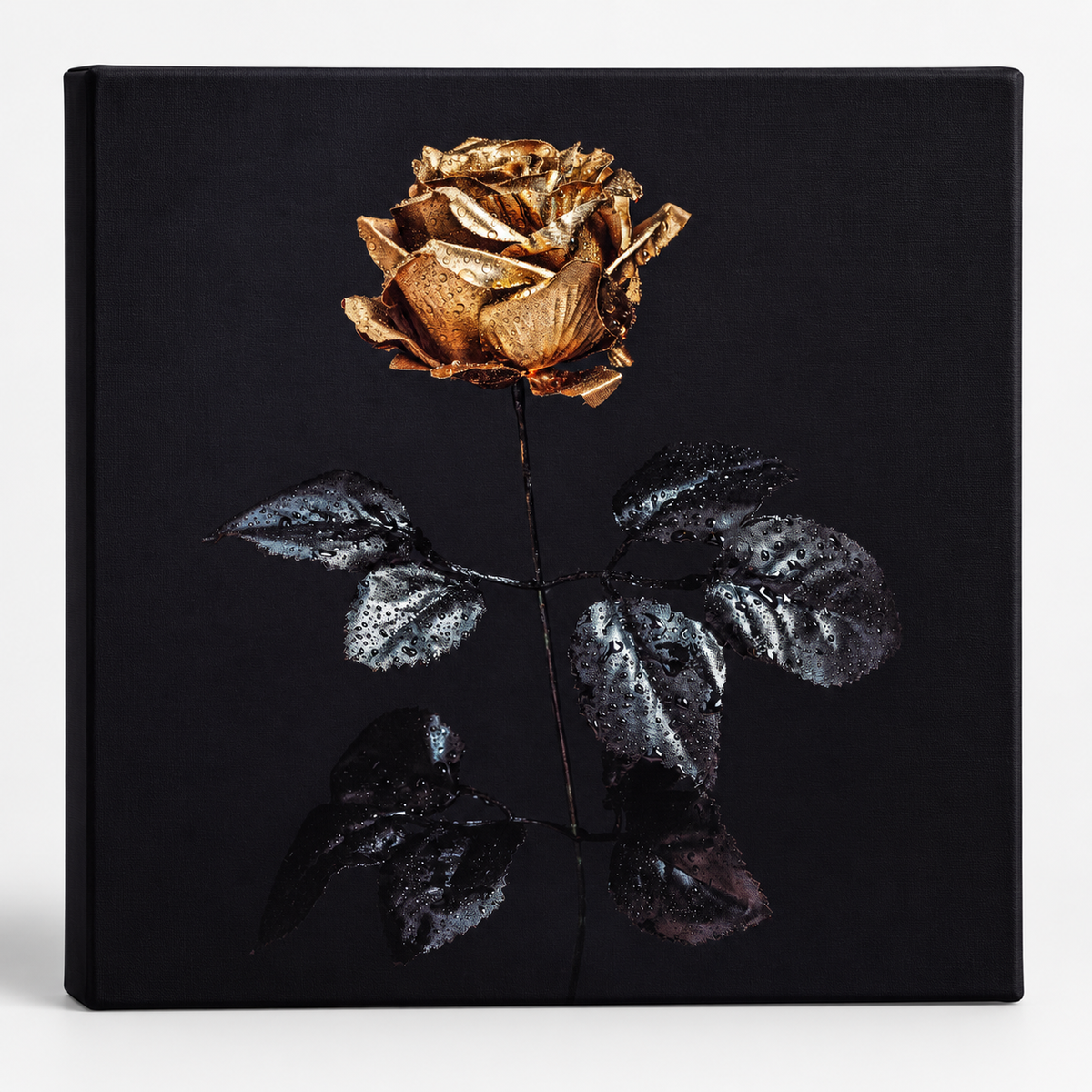 Gold Rose Canvas Print | 36×36 Glitter Finish Large Format Wall Art