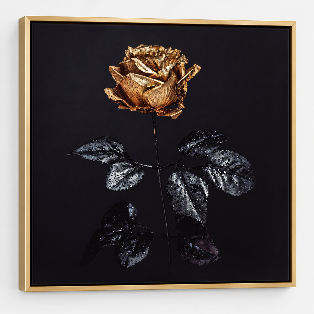 Gold Rose Canvas Print | 36×36 Glitter Finish Large Format Wall Art