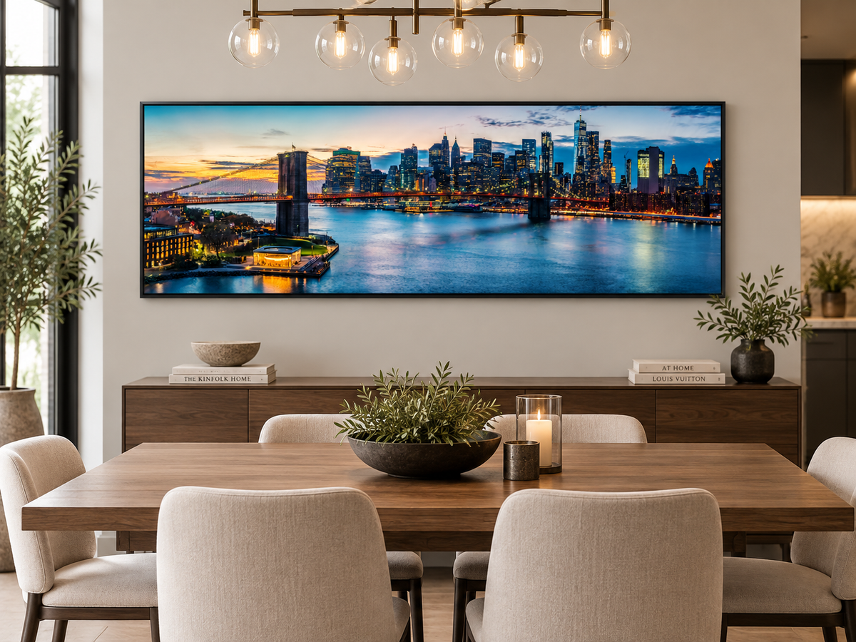 NYC Sunset Bridge Canvas Print | Panoramic New York City Wall Art