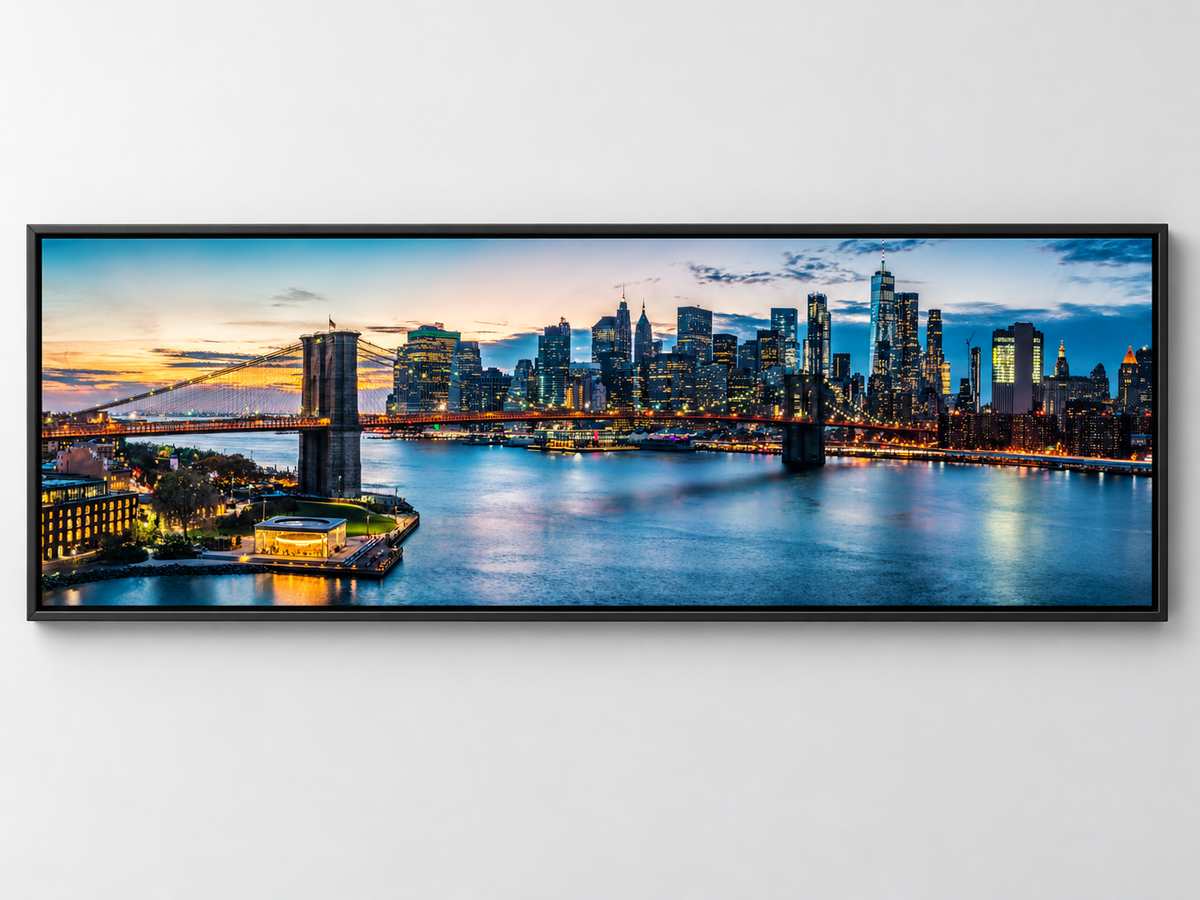 NYC Sunset Bridge Canvas Print | Panoramic New York City Wall Art