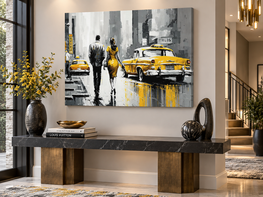 Vintage New York Scene Canvas Print | 47×35 Classic NYC Wall Art