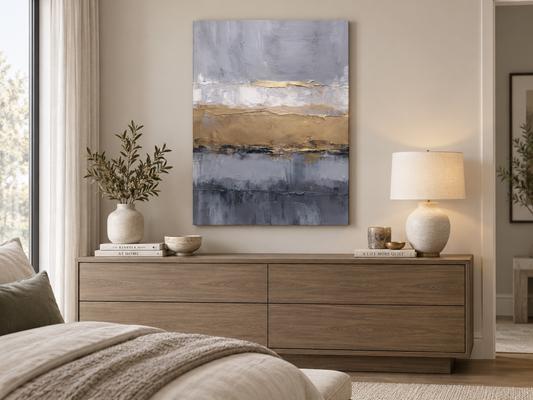 Golden Gray Abstract II | Abstract Canvas Print | Gold & Gray Wall Art