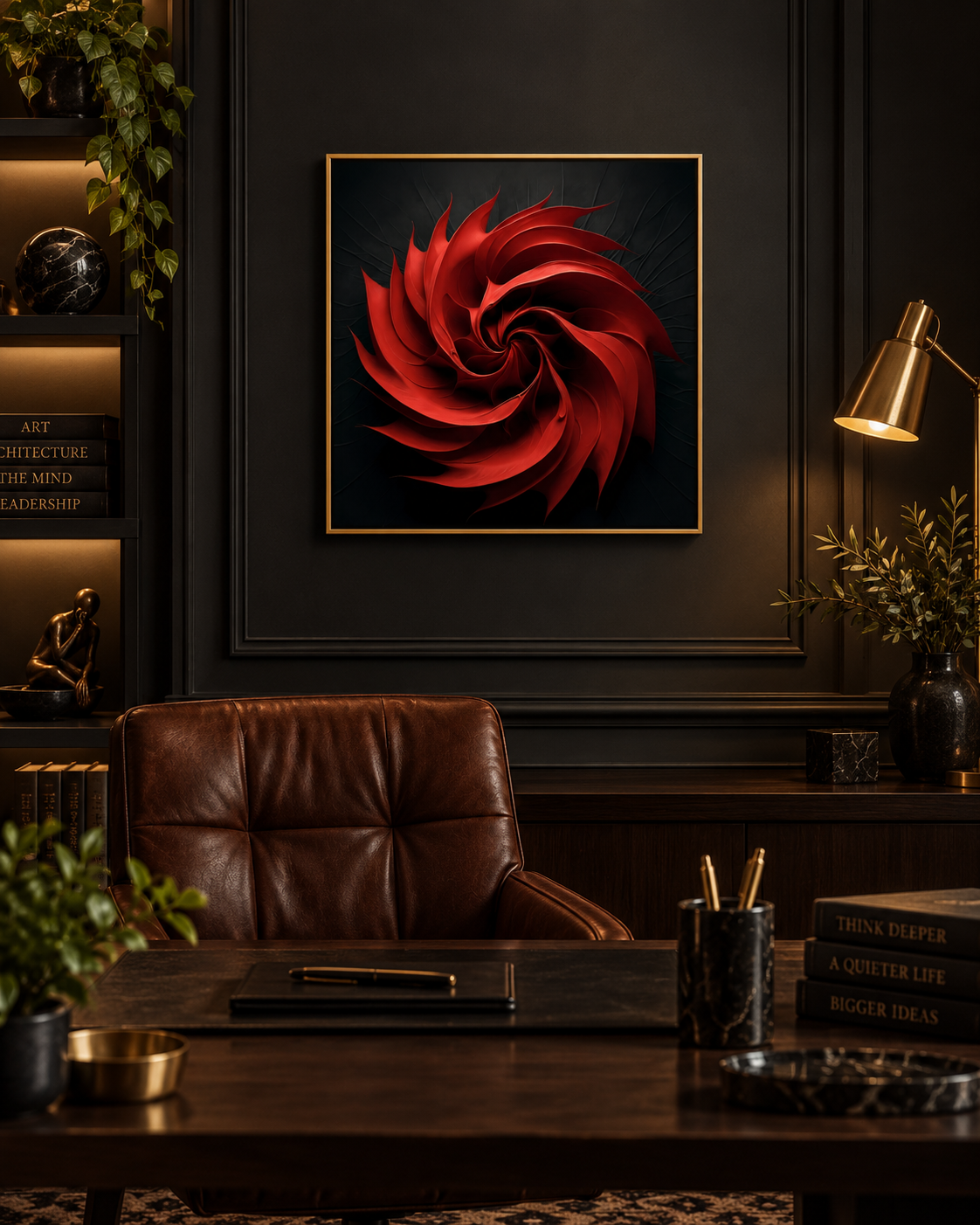 Crimson Vortex | Square Abstract Canvas Print | Bold Red Wall Art