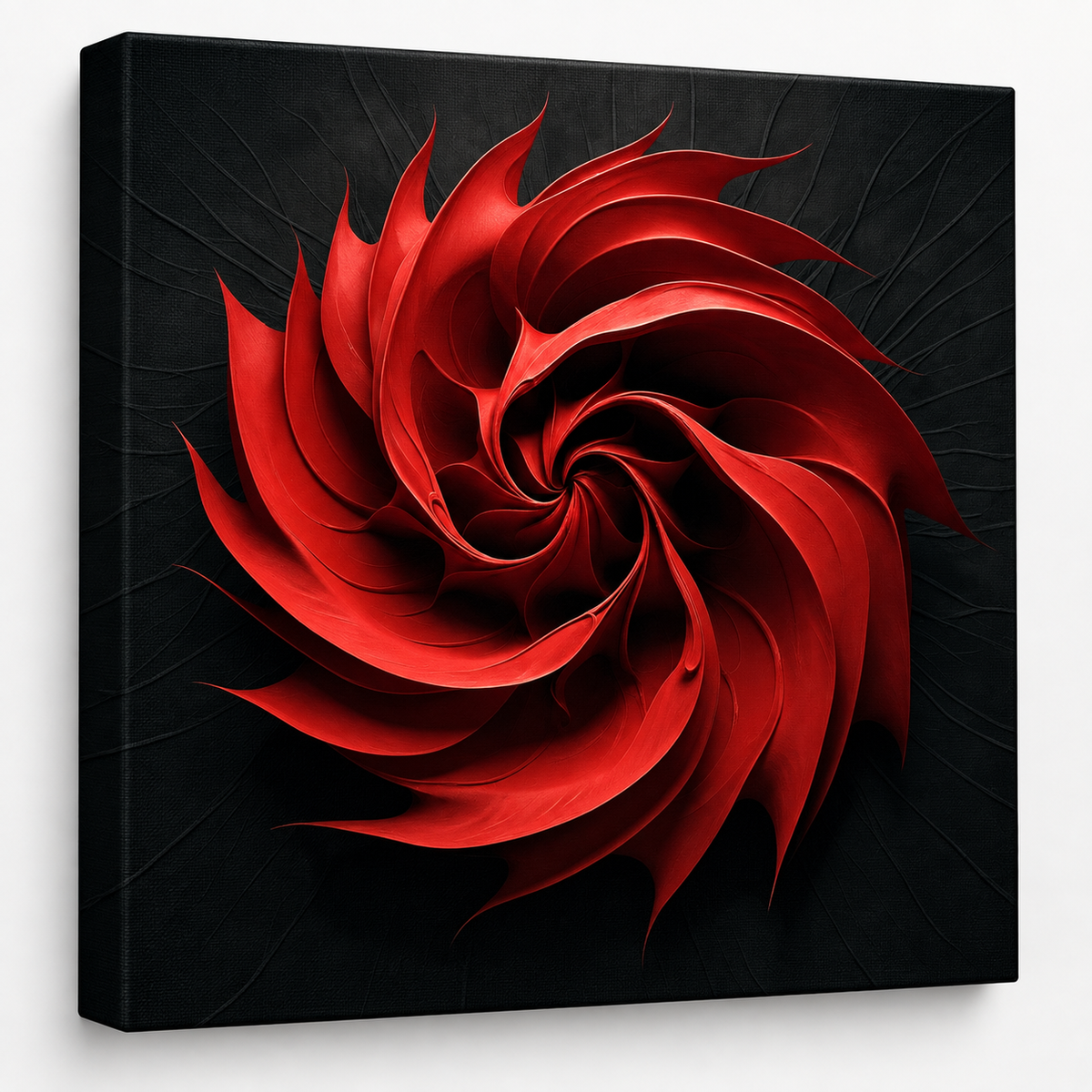 Crimson Vortex | Square Abstract Canvas Print | Bold Red Wall Art