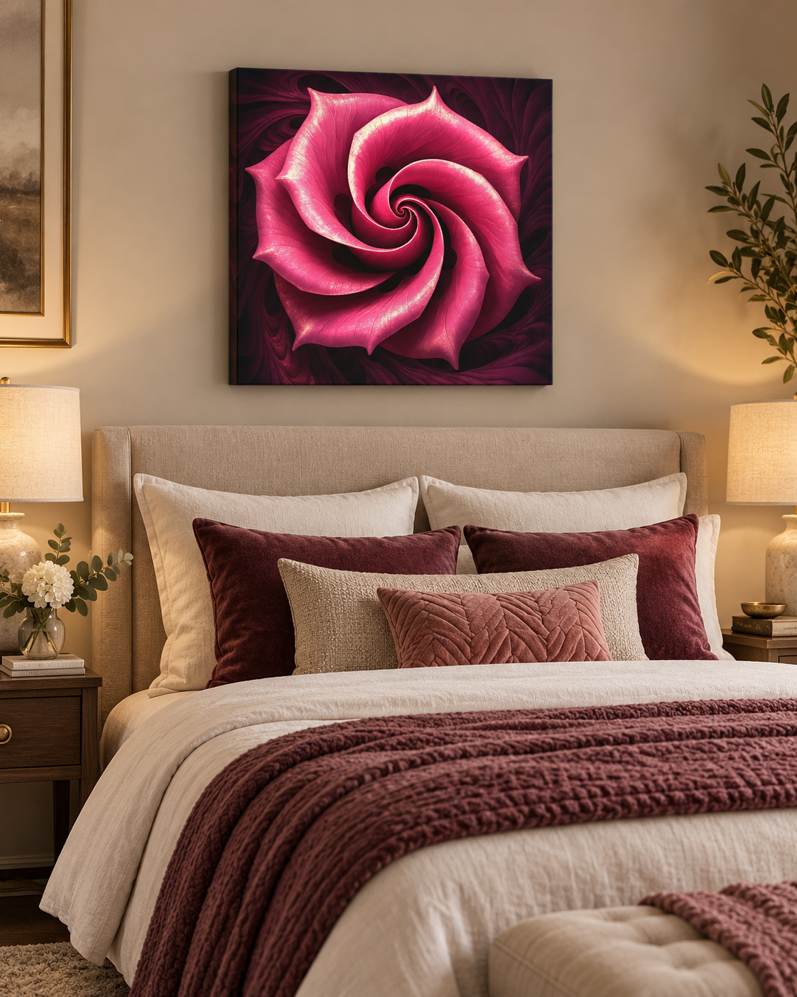 Rose Vortex | Square Abstract Canvas Print | Floral Pink Wall Art