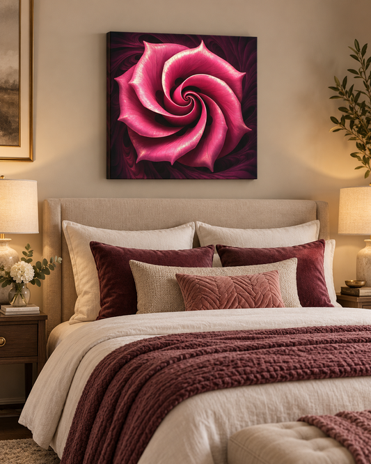 Rose Vortex | Square Abstract Canvas Print | Floral Pink Wall Art