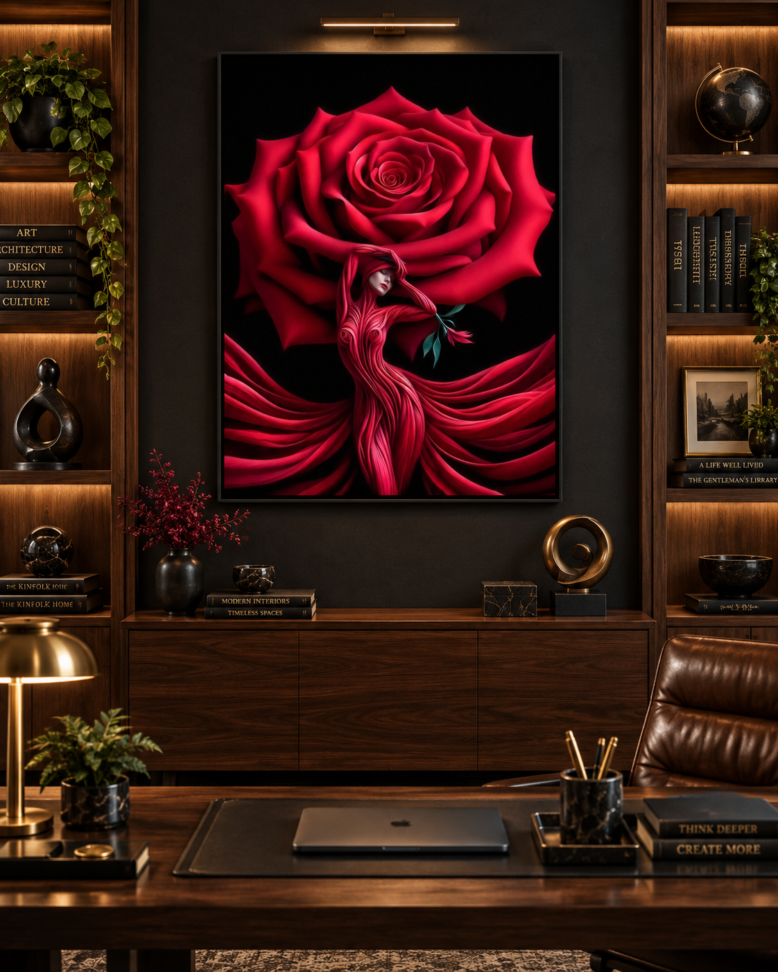 She Is the Rose | Surrealist Feminine Canvas Print | Large Format Romantic Wall Art