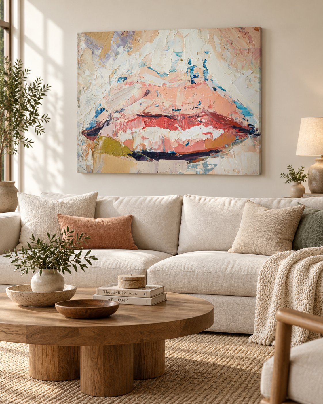 Abstract Lips | Impasto Canvas Print | Large Format Contemporary Wall Art
