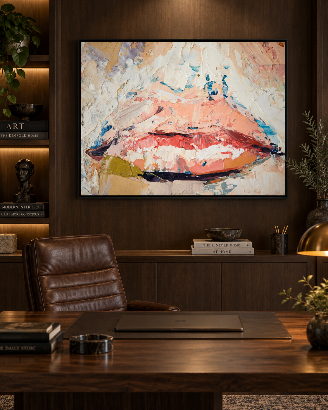 Abstract Lips | Impasto Canvas Print | Large Format Contemporary Wall Art