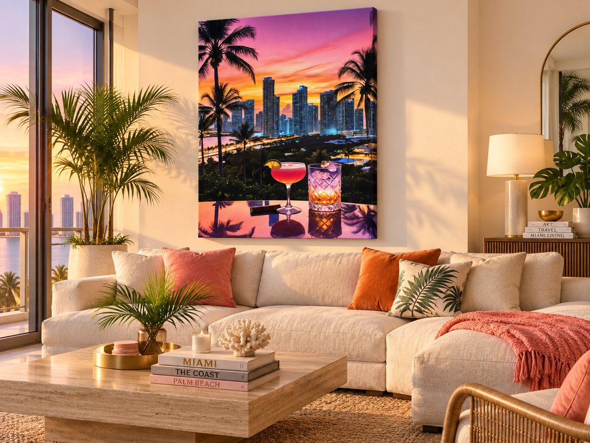 Miami Vibe | Canvas Print | Luxury Sunset Cityscape Wall Art