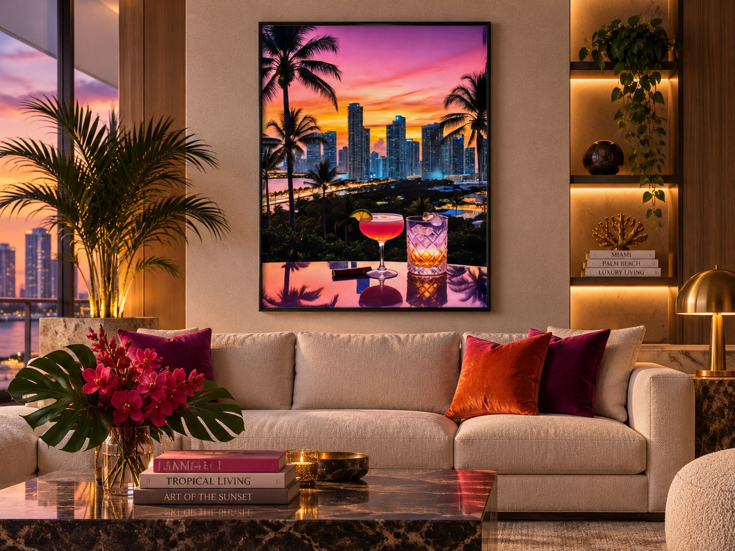 Miami Vibe | Canvas Print | Luxury Sunset Cityscape Wall Art
