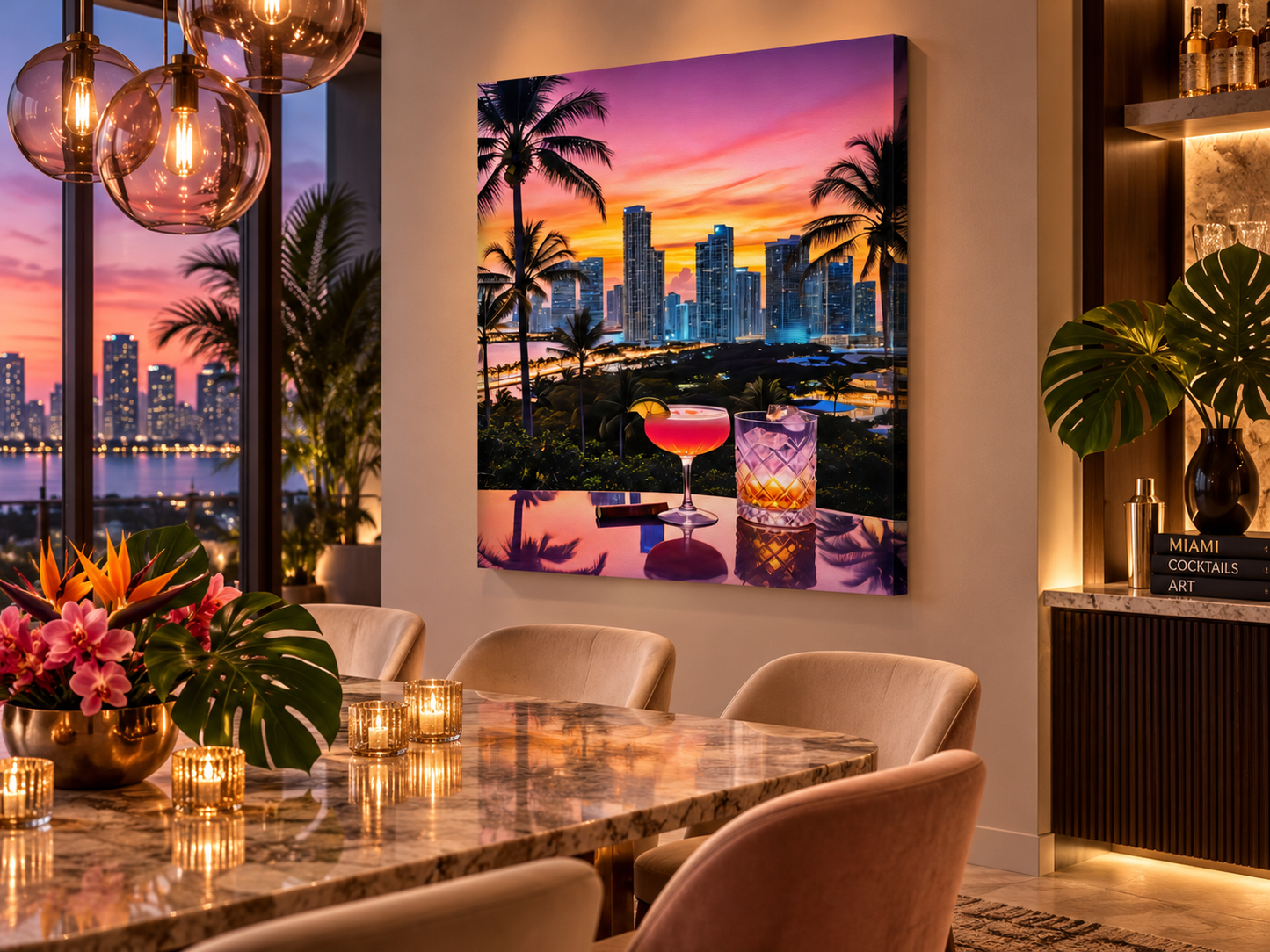 Miami Vibe | Canvas Print | Luxury Sunset Cityscape Wall Art